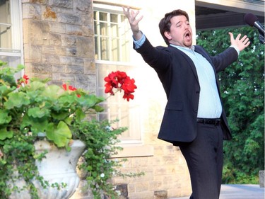 Baritone Benjamin Covey, who hails from nearby Mallorytown, performed from The Barber of Seville during the 20th Annual Garden Party for Opera Lyra Ottawa, held at the official residence of the Italian ambassador on Wednesday, July 8, 2015.