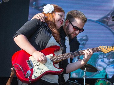 Ben and Angie Russell (brother and sister) and their back up singers of Bluestone & the Memphis Moonshine on the Monster Energy Stage as day 8 of the RBC Ottawa Bluesfest gets underway at the Canadian War Museum.