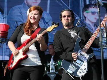 Angie Russell and Adam Bell of Bluestone and the Memphis Moonshine during their performance on the Monster Energy Stage at Bluesfest in Ottawa, Ont. on Thursday July 16, 2015.