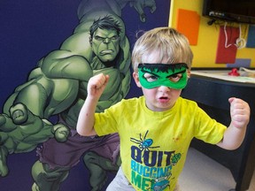 Caleb Sands, 4, gives his best impression of the Hulk.
