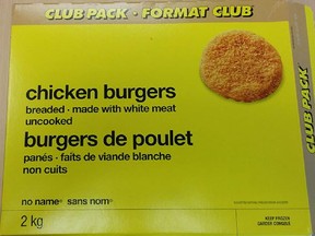 CFIA is recalling three types of frozen chicken burgers including No Name brand sold at Loblaws.