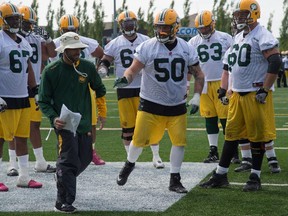 Gatineau's Danny Groulx #50 is seen here at the Eskimos training camp.