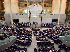 German economy minister Sigmar Gabriel speaks  at the  Bundestag, the German lower house of parliament in Berlin on July 17, 2015. The Bundestag uses the MMP electoral system.