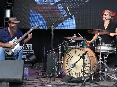 Hat Fitz (L) and Cara Robinson (R) of Hat Fitz & Cara performed at RBC Ottawa Bluesfest 2015  July 12, 2015.