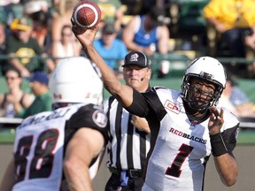Ottawa quarterback Henry Burris, seen passing to Brad Sinopoli last week in Edmonton, said the Redblacks, in the rematch, have to do a better job of being prepared for the different things the Eskimos do on defence.
