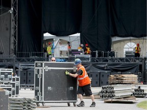 Hundreds of construction workers were hard at work Monday, setting up stages, scaffolding, lights and everything else needed for the upcoming Bluesfest, which opens Wednesday.