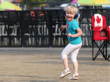 Four year old Lily Chandler dances during a concert at RBC Ottawa Bluesfest 2015 July 12, 2015.