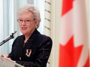 Flora MacDonald speaks after receiving the Pearson Peace Medal from Governor General Adrienne Clarkson at a ceremony at Rideau Hall in Ottawa, Friday, March 24, 2000. MacDonald, who served as a senior cabinet member in two Conservative federal governments and made a run for the party's leadership in 1976, has died.