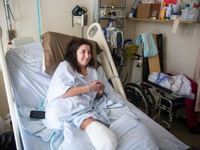 Sarah Stott in a Montreal hospital in February.