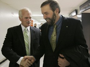 Jack Layton and Tom Mulcair in 2007, just after Mulcair joined the federal NDP.