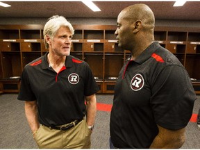 Ottawa RedBlacks' defensive co-ordinator, Mark Nelson and Leroy Blugh, defensive line coach, among the members of Rick Campbell's staff returning for 2016.