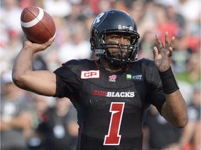 Ottawa Redblacks quarterback Henry Burris, seen looking downfield in the home opener against the Lions, said that this season 'we have the total package and everybody in this locker-room knows we have that.'