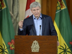 Prime Minister Stephen Harper held a news conference at the  Legislative Building in Regina on Friday.