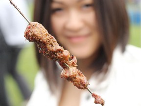 Barbecued Lamb Skewers are just one of the Asian street foods to be for sale at a Night Market to be held at Lansdowne July 17 to 19.