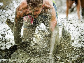The 5K Foam Fest took place at Edelweiss Ski Resort on Saturday June 25th. This event is a obstacle race that has components of obstacle course races, foam, small mud pits, climbing walls, ropes and giant water slides great for almost any age.   ( Ashley Fraser / Ottawa Citizen )