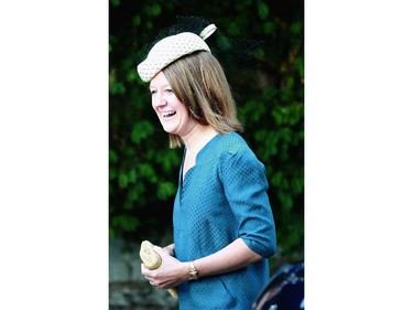 Godmother Laura Fellowes arrives at the Church of St Mary Magdalene on the Sandringham Estate for the Christening of Princess Charlotte of Cambridge on July 5, 2015 in King's Lynn, England.