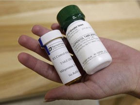 This Sept. 22, 2010, picture shows bottles of the abortion-inducing drug RU-486 in Des Moines, Iowa.