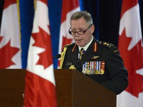 New Chief of Defence Staff Gen. Jonathan Vance speaks during a change of command ceremony in Ottawa, Friday, July 17, 2015.