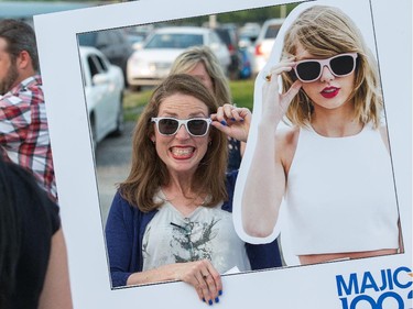 Vanessa Normore poses with a cutout of Taylor Swift.