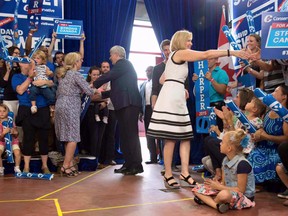 Conservative Leader Stephen Harper and wife Laureen campaign in Hamilton, Ont.