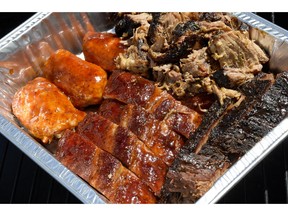 An assortment of meats prepared at a 2015 Kansas City Barbecue Society-sanctioned competition in Ottawa.