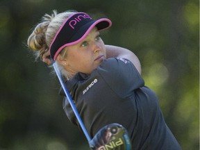 Brooke Henderson, seen in a file photo, managed to get in 10 holes of Round 3 before play was suspended for the day at the Yokohama Tire LPGA Classic. She played the 10 holes in 1-under par.