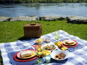 DO NOT USE THIS IMAGE PRIOR TO JUNE 20, 2015. ON HOLD FOR STYLE MAGAZINE *** Do not use prior to Style Use ***  Spread Delivers owned by Julie Harrison prepared a beautiful picnic lunch that was served to a model along the Ottawa river with the Parliament buildings and the Ottawa skyline in the background Thursday May 14, 2015. ( Ashley Fraser / Ottawa Citizen ) 


120475