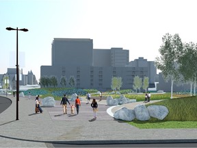 Rendering shows view of park east of Booth Street that in the words of the NCC will be 'a romantic gardenesque-style public green space.'