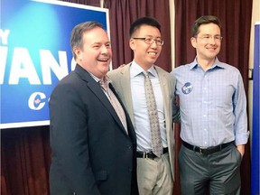Nepean Conservative candidate Andy Wang got a little help from his friends Pierre Poilievre and Jason Kenney at a fundraiser in Barrhaven.