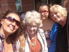 Natalie Fraser, left, organizer of the Ottawa Seen Your Citizen? event, poses with her grandmother, Janet Beers-Standish, her daughter, Hannah Fraser-Purdy, and her mother, Norma Beers.