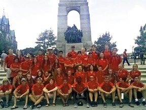 When rugby players found themselves with some free time for sightseeing in Ottawa, they visited the Cenotaph, Canada's National War Memorial, and marked the occasion by taking a photo.