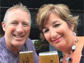 Garry Galley and his wife, Terri-Lynn, sample Whiprsnapr's Slingr beer. A percentage of sales of the Ottawa brewery's new offering will go to the the Do It For Daron charity.