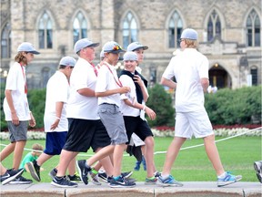 Members of the White Rock All-Stars on Parliament Hill the day before Little League Championships begin on Friday.