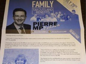 MP Piere Poilievre's householder arrived in constituents' mailboxes this week after the writ has been dropped.