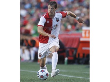 Ottawa Fury's Mason Trafford (3) carries the ball upfield.