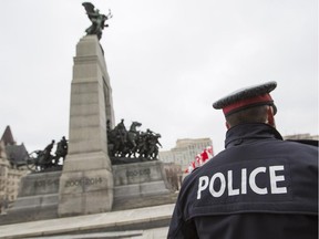 Witnesses said a 22-year-old man arrested after "fornicating" a statue at the National War Memorial, seen in a file photo, was wearing a T-shirt emblazoned with the phrase "I Need a Drink."