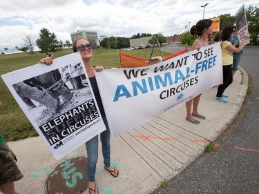 About 30 activists from the Ottawa Animal Defense League protested against what they say is cruelty taking place within the Shrine Circus.