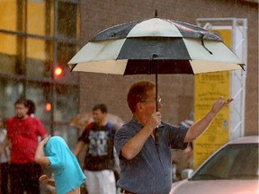 Umbrellas in downtown Ottawa.