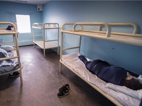 Prisoners sleep in one of the cells at the Baffin Correctional Centre, Thursday, April 23, 2015 in Iqaluit.