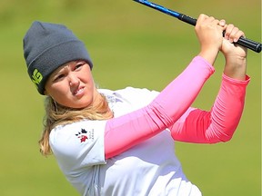 Brooke Henderson, seen in play earlier in the week at Turnberry, Scotland, birdied each of the four par 5s in finishing with an even-par 72 in Round 4.