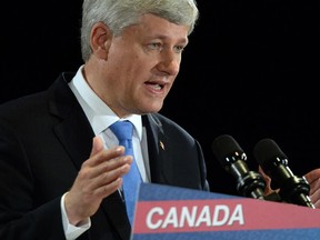 Conservative  leader Stephen Harper makes a campaign  stop in Fredricton, New Brunswick on Monday, August 17, 2015.