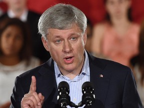 Conservative leader Stephen Harper makes a campaign  stop in Newmarket , Ontario, on Thursday, August 20, 2015.