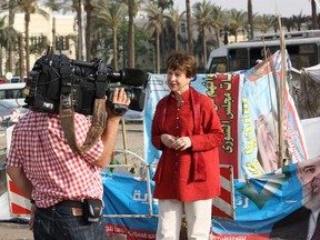 Canadian journalist and BBC Chief International Correspondent Lyse Doucet reporting from Egypt‚'s Tahrir Square.