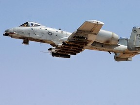 An A-10 Warthog takes off from Al Asad Air Base to provide close air support to ground troops in Iraq. The 438th Air Expeditionary Group A-10 jets perform 10 sorties daily and has performed 900 sorties in this last four months.