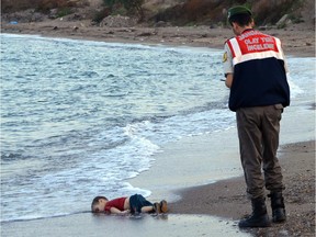The photo that changed the worldwide conversation on the plight of Syrian refugees:  The lifeless body of Alan Kurdi, 3, on the beach in Bodrum, Turkey after a failed boat crossing to a Greek island.
