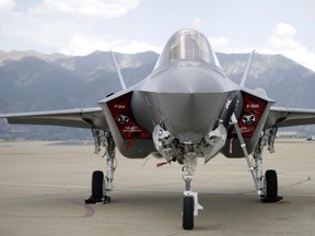 In this 2015 photo, an F-35 jet sits on the tarmac at its base at Hill Air Force Base, in northern Utah.