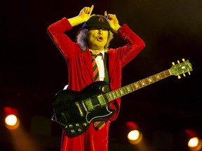 AC/DC's Angus Young performs during their Rock Or Bust World Tour at Gillette Stadium in Foxborough, Mass.