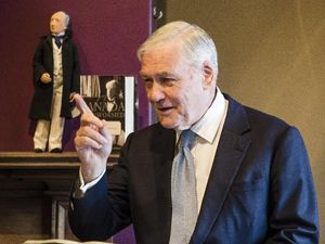 Conrad Black, speaks at Sir John's Public House before the Sir John A Tour on Tuesday through downtown Kingston.