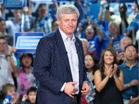 Conservative Party Leader Stephen Harper delivered a rousing speech to the party faithful inside the Greyhound bus repair terminal on Bantree St. in Ottawa Friday night.