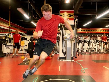 Curtis Lazar during agility/mobility testing.